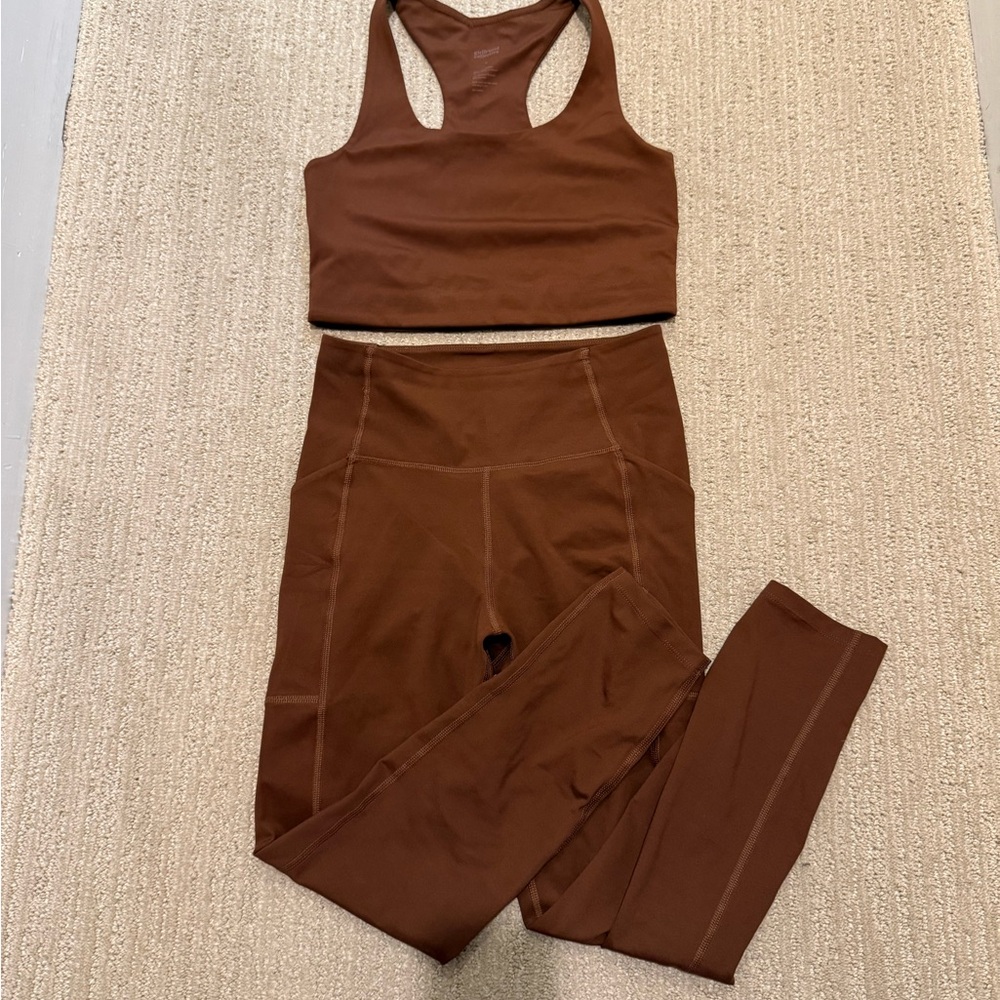Girlfriend Collective Brown Sports Bra and Leggings Set